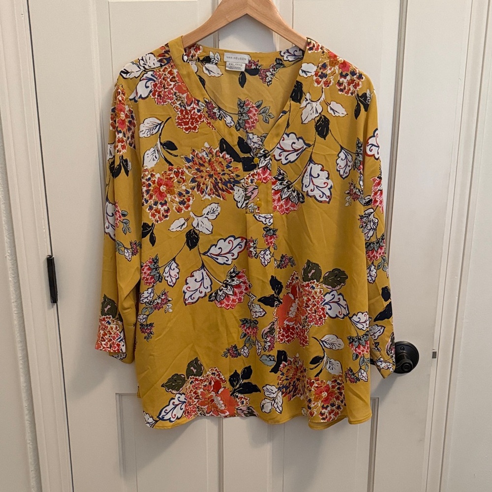 Van Heusen Mustard Floral Blouse